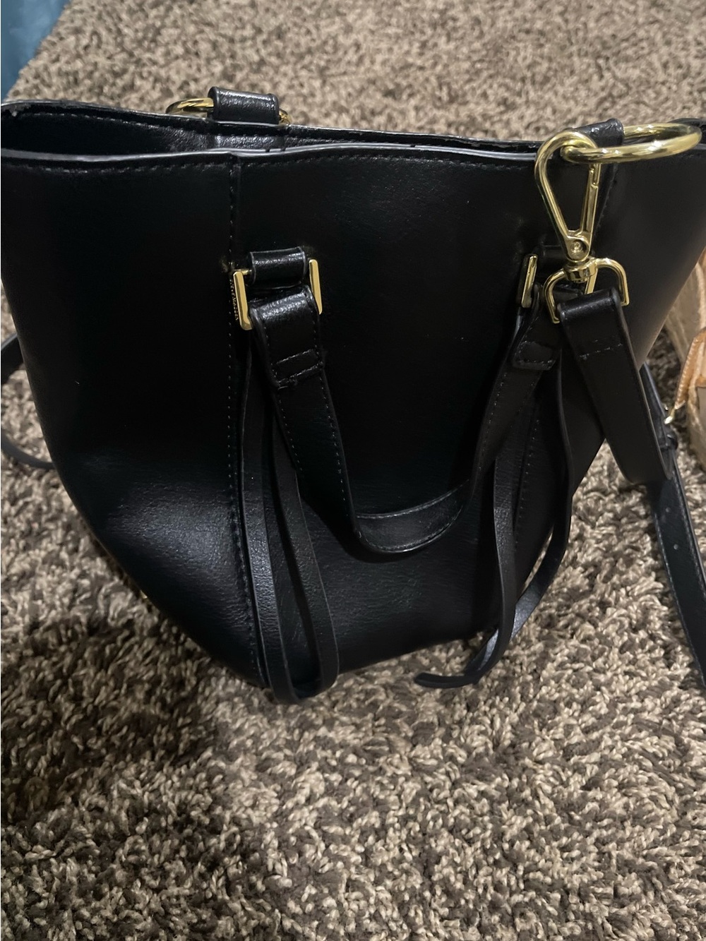 Steve Madden Black Shoulder Bag with Gold Hardware